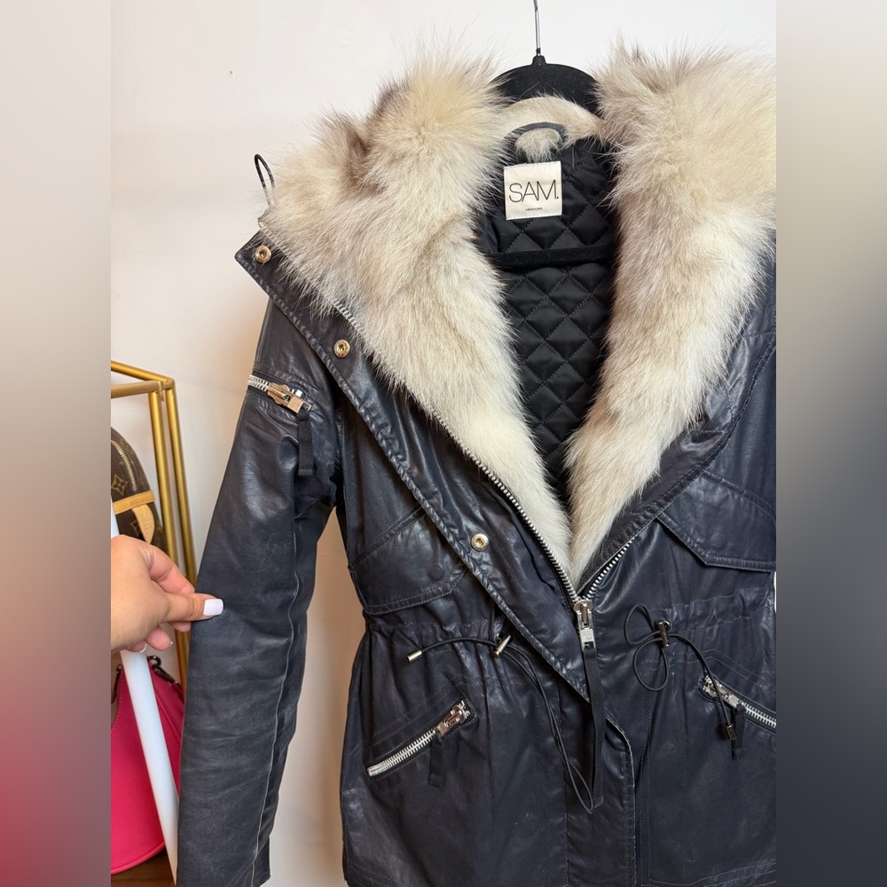 SAM. New York Rare Early 2010s Layered Parka with Genuine Finnish White Fox Fur - Picture 9 of 17